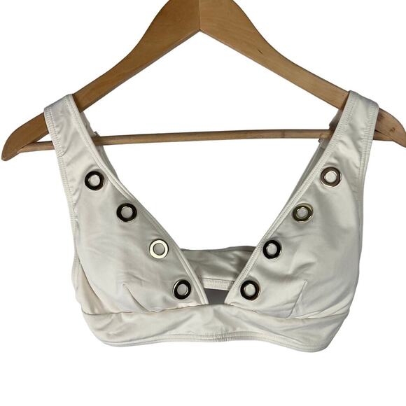 Michael Kors Women's Halter Top Grommet-Detail Bikini Set In Bone SZ S New - Picture 2 of 10